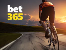 En cykling scene og bet365 logo.