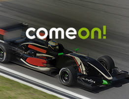 En Formel 1 scene og ComeOn logo