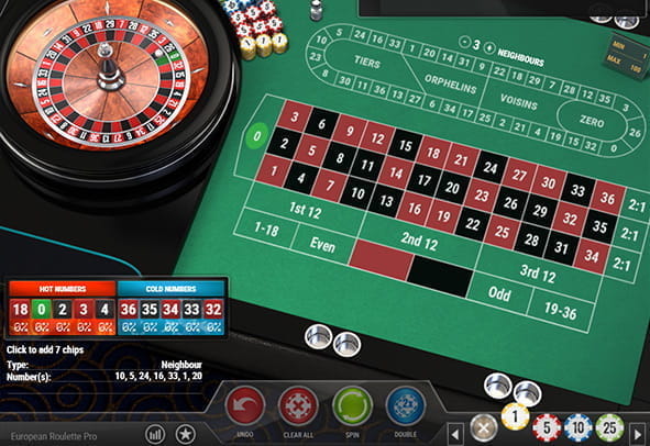 Demo spil på roulette bord.