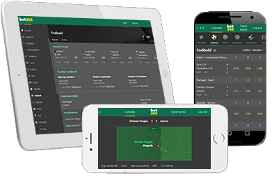 Fodboldmarkederne fra bet365 på forskellige mobile enheder.
