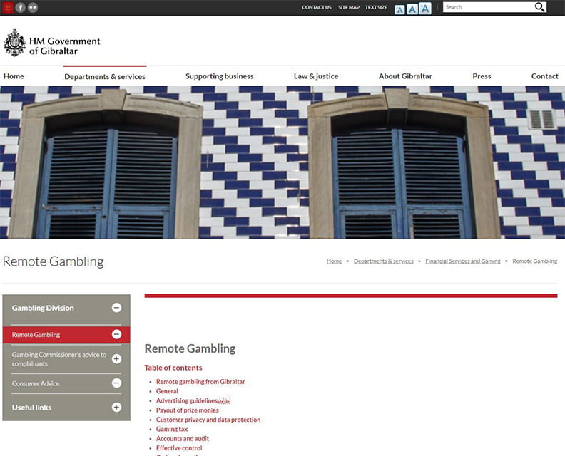 Hjemmeside Gibraltar Gambling Commissioner GGC