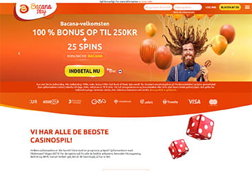 Billedet viser et udsnit af BacanaPlay forside
