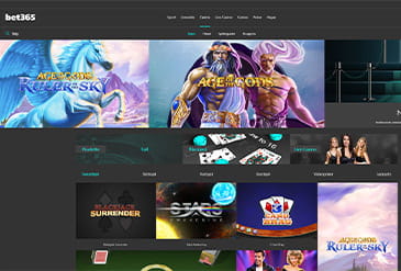 Billedet viser et udsnit af bet365 forside