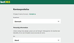 Bet365 registreringsformularen