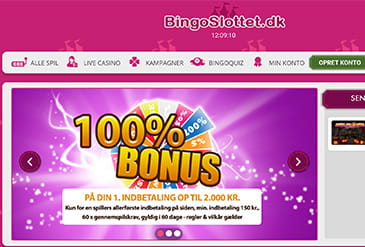 Hjemmesiden for Bingoslottet.dk Miniatur