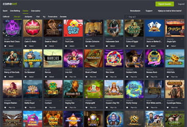 Billedet viser et udsnit af spillene på ComeOn!