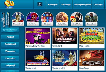 Udvalg af Spil hos EU Casino Miniatur