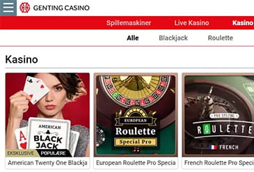 Genting Casino hjemmeside