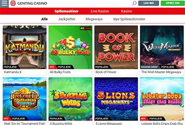 Genting Casino spil udvalg