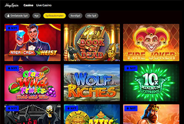 Forhåndsvisning spil udvalg HeySpin