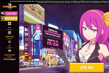 Billedet viser et udsnit af LuckyNiki’s hjemmeside