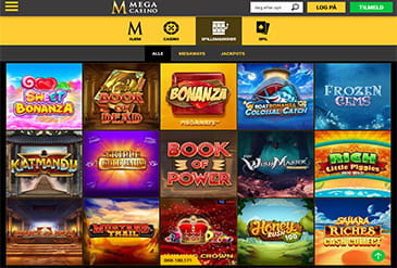 Et udsnit af de mange forskellige spil, der findes hos Mega Casino