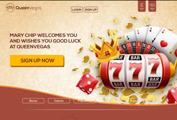 QueenVegas hjemmeside