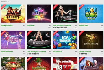 Unibet Casino og alle dets tilgængelige spil på platformen