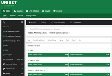Live streaming platformen hos Unibet.