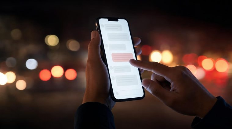 En bruger af instant messaging på sin mobil