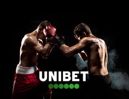Boksning scene og Unibet logo.
