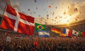 Fodboldfans jubler foran et VM-stadion under VM 2026