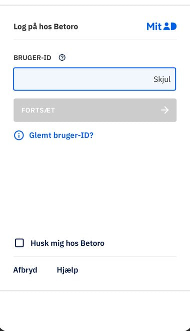 Log ind hos Betoro med MitID