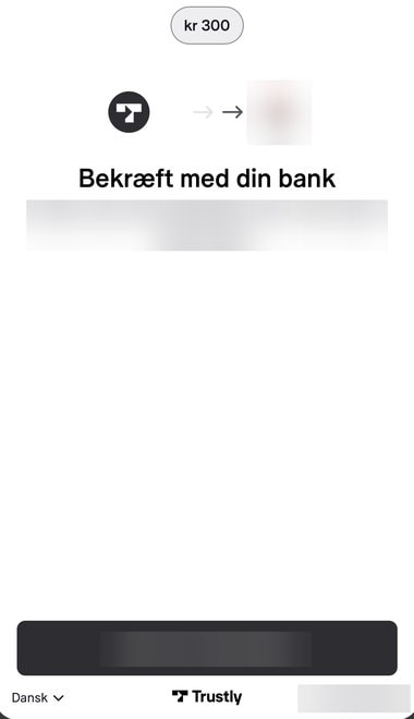 Bekræft indbetalingen med din bank i Trustly
